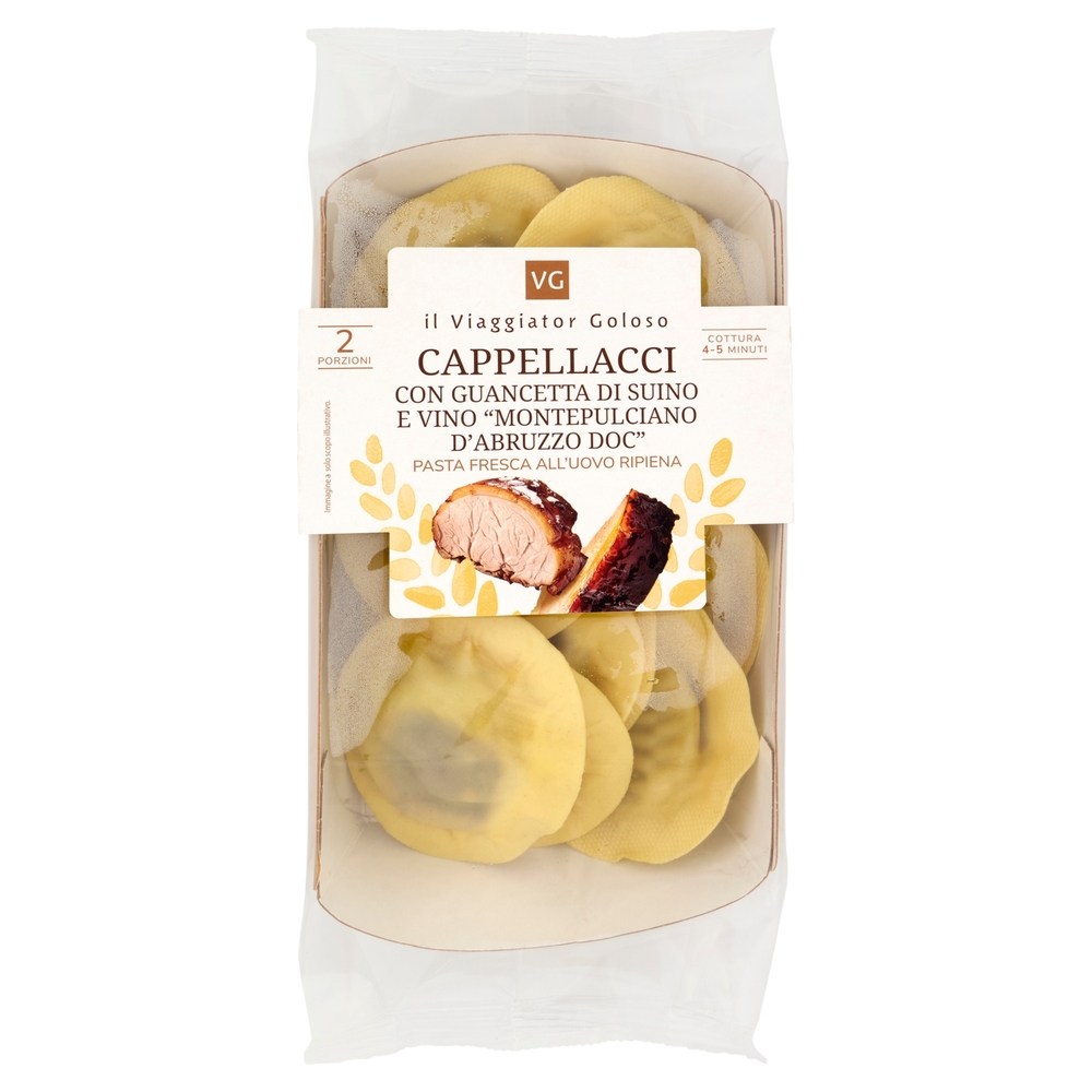 Cappellacci con Guancetta di Suino e Vino Il Viaggiator Goloso
